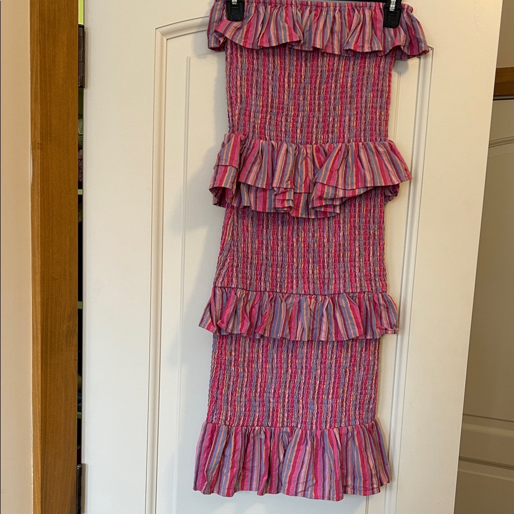Tularosa Multicolor Striped Ruffle Skirt